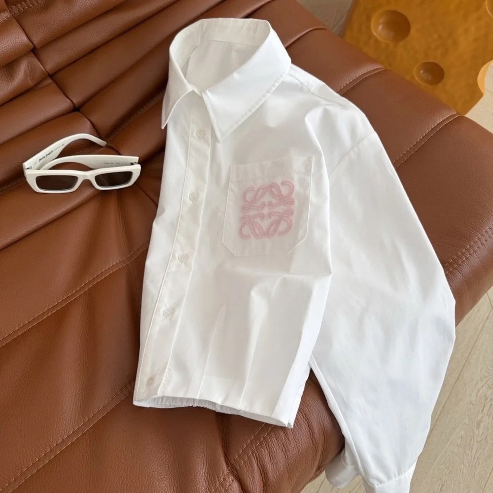 Loewe White Spring Shirt with Pink Logo - Picture 8 of 9